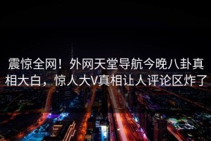 震惊全网！外网天堂导航今晚八卦真相大白，惊人大V真相让人评论区炸了