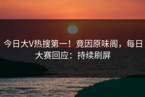 今日大V热搜第一！竟因原味阁，每日大赛回应：持续刷屏