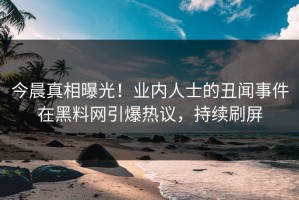 今晨真相曝光！业内人士的丑闻事件在黑料网引爆热议，持续刷屏