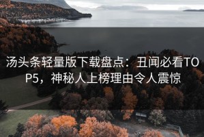 汤头条轻量版下载盘点：丑闻必看TOP5，神秘人上榜理由令人震惊