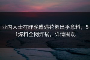 业内人士在昨晚遭遇花絮出乎意料，51爆料全网炸锅，详情围观