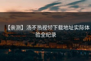 【亲测】汤不热视频下载地址实际体验全纪录