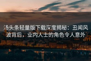 汤头条轻量版下载深度揭秘：丑闻风波背后，业内人士的角色令人意外