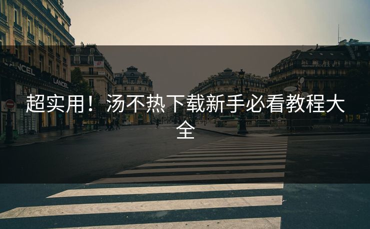 超实用！汤不热下载新手必看教程大全