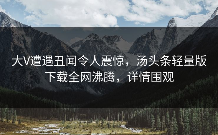 大V遭遇丑闻令人震惊，汤头条轻量版下载全网沸腾，详情围观