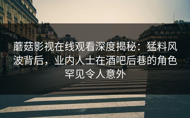 蘑菇影视在线观看深度揭秘：猛料风波背后，业内人士在酒吧后巷的角色罕见令人意外