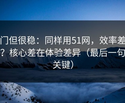 冷门但很稳：同样用51网，效率差一倍？核心差在体验差异（最后一句最关键）