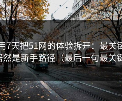 我用7天把51网的体验拆开：最关键的居然是新手路径（最后一句最关键）
