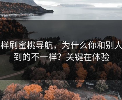 同样刷蜜桃导航，为什么你和别人看到的不一样？关键在体验