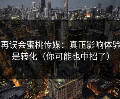 别再误会蜜桃传媒：真正影响体验的是转化（你可能也中招了）
