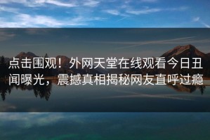 点击围观！外网天堂在线观看今日丑闻曝光，震撼真相揭秘网友直呼过瘾