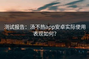 测试报告：汤不热app安卓实际使用表现如何？