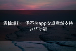 震惊爆料：汤不热app安卓竟然支持这些功能