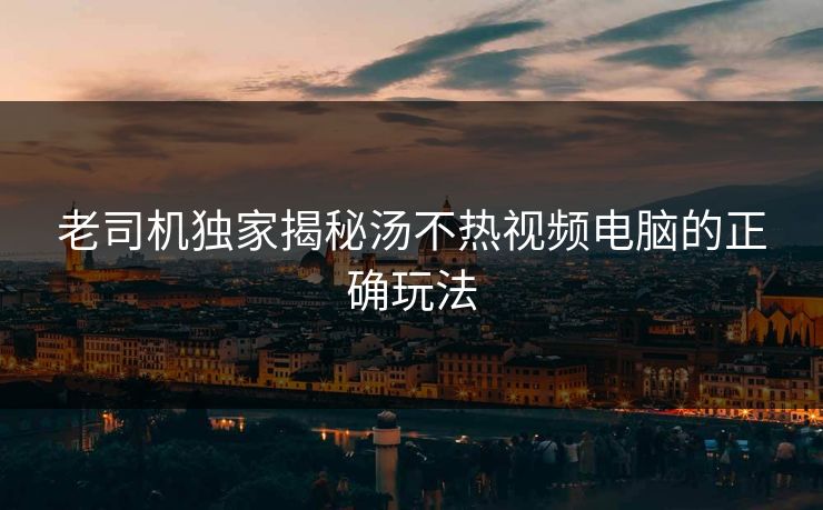 老司机独家揭秘汤不热视频电脑的正确玩法