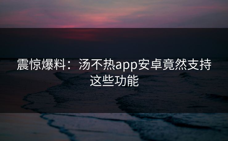 震惊爆料：汤不热app安卓竟然支持这些功能