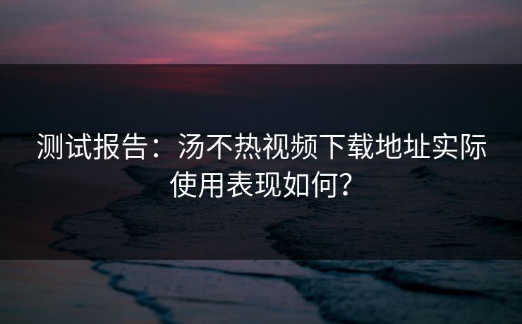 测试报告：汤不热视频下载地址实际使用表现如何？