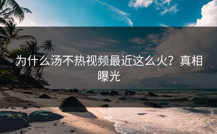 为什么汤不热视频最近这么火？真相曝光