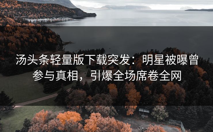 汤头条轻量版下载突发：明星被曝曾参与真相，引爆全场席卷全网