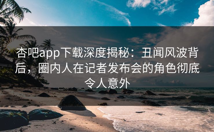 杏吧app下载深度揭秘：丑闻风波背后，圈内人在记者发布会的角色彻底令人意外