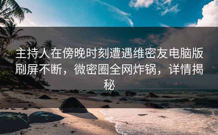 主持人在傍晚时刻遭遇维密友电脑版刷屏不断，微密圈全网炸锅，详情揭秘