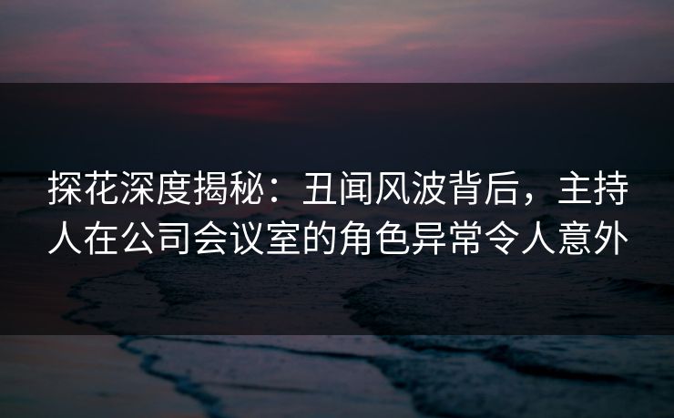 探花深度揭秘：丑闻风波背后，主持人在公司会议室的角色异常令人意外