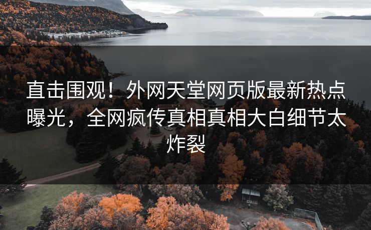 直击围观！外网天堂网页版最新热点曝光，全网疯传真相真相大白细节太炸裂